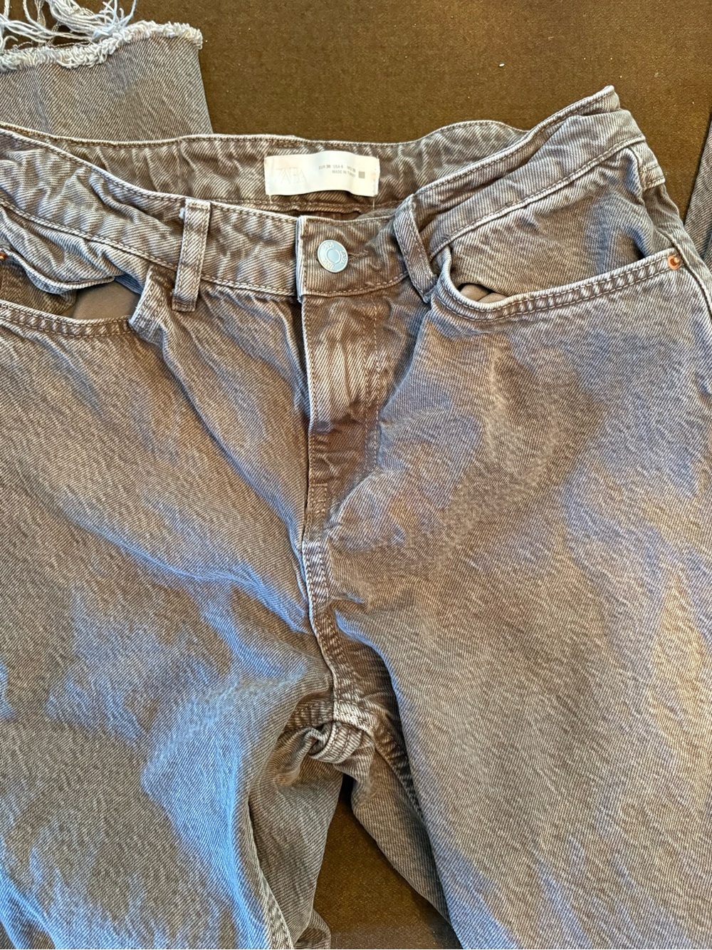 Zara Women's High-Rise Straight Jeans - Light Gray Wash size 4